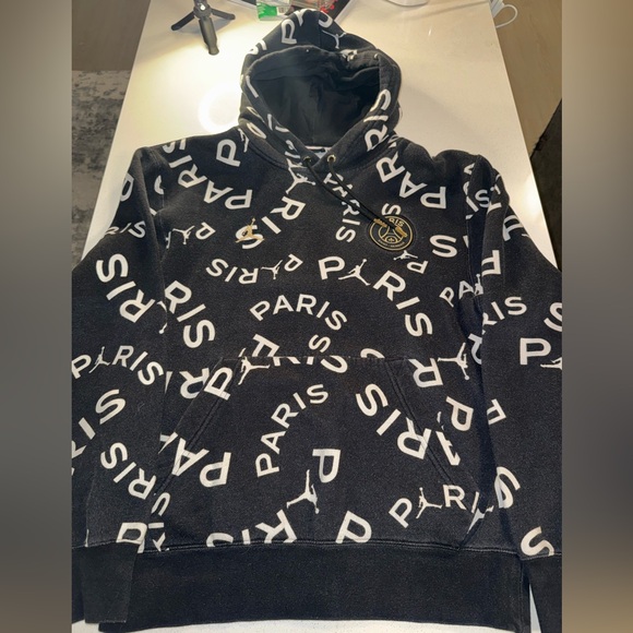 Jordan Other - JORDAN X PARIS SAINT-GERMAIN ALL OVER PRINT AOP HOODIE BLACK WHITE MENS MEDIUM